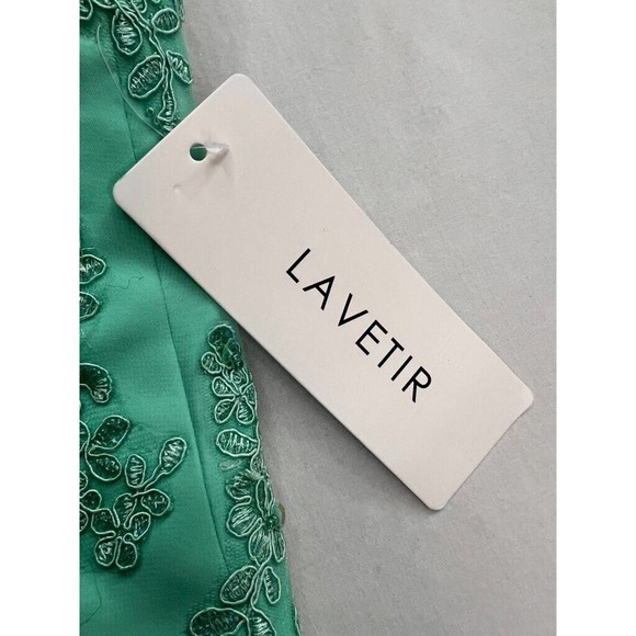 Lavetir Gown Dress Women's 18 Plus Green Floral Maxi Jewel Neck Sleeveless New - Picture 13 of 16